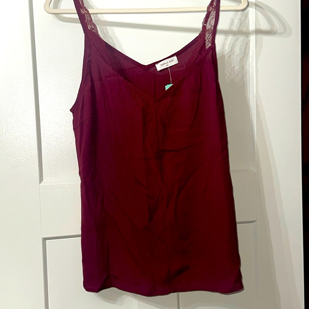 Lace Accent Burgundy Tank-large